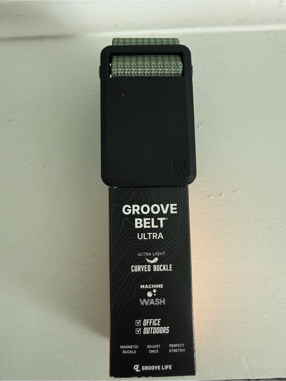 Groove Belt Ultra Green Stretch Adjustable Belt XS Black Magnetic Buckle